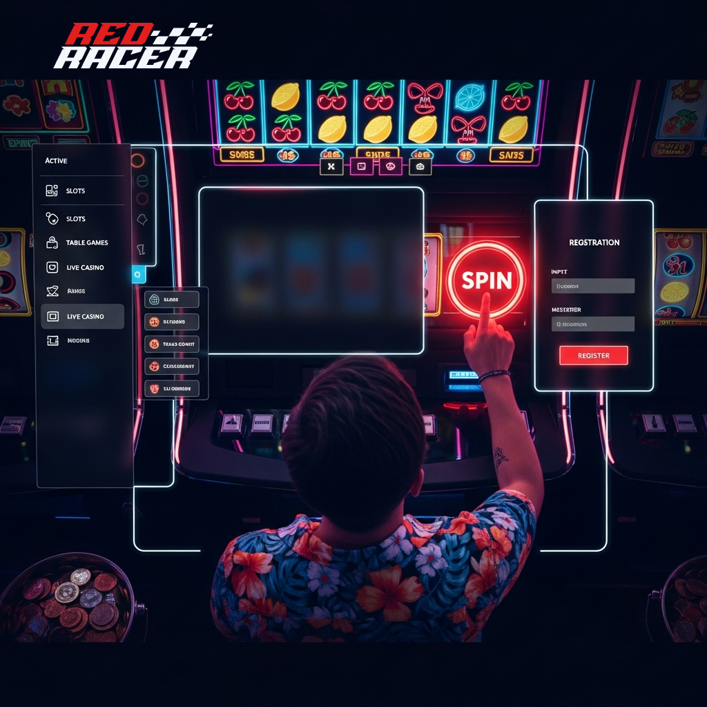 Interfaccia del casinò online Redracer su dispositivo mobile